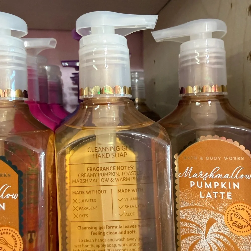 3 Bath & Body Works Marshmallow Pumpkin Latte Cleansing Gel Hand Soap - Orange